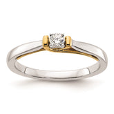 14k White and Yellow Real Gold 1/10 carat Round Diamond Promise Engagement Ring fine designer jewelry for men and women